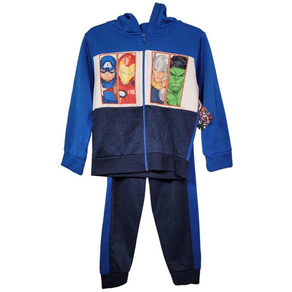 Marvel Avengers Boys Two-Piece Zipper Hoodie & Jogger Pants Set Blue - Size 5